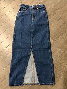Mango Dark Blue Denim Maxi Skirt NWT